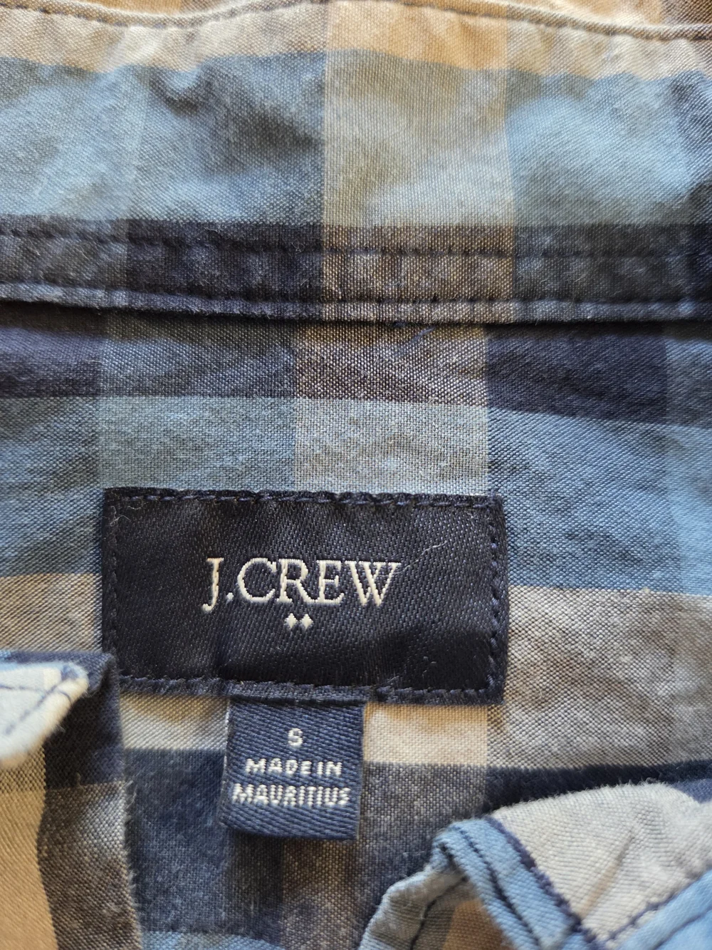 J. Crew Blue and White Check Cotton Button-Down Shirt